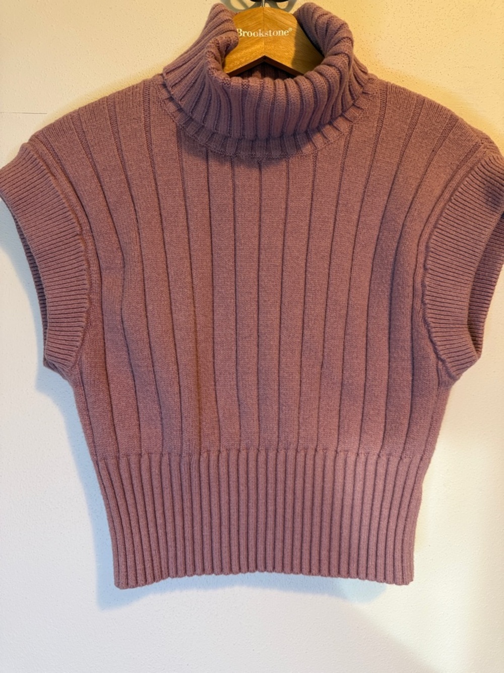 Mimosa Ribbed Turtleneck Cap-Sleeve Sweater Vest